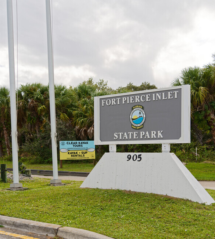 Fort Pierce Inlet State Park sign, highlighting the natural beauty of the area—a key attraction in the Fort Pierce real estate market