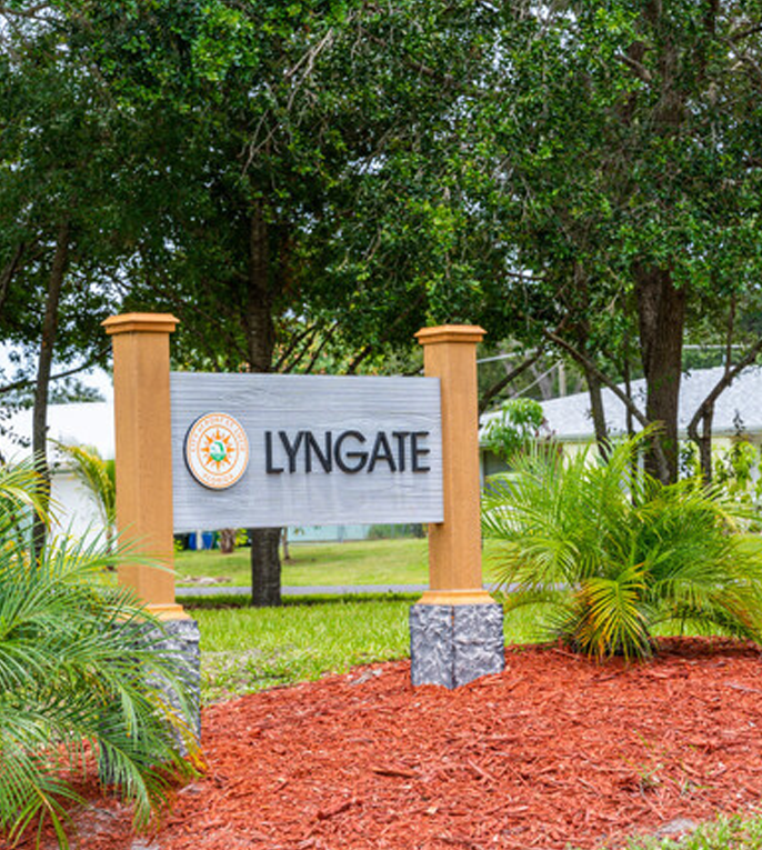 Entrance to Lyngate, a gated community in Port St. Lucie, perfect for those searching for a house for sale in Port St. Lucie.